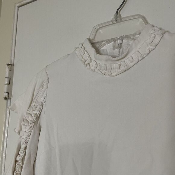 ALEXIS off white ruffle hem tiered sleeve mini dress size XS - Picture 8 of 9